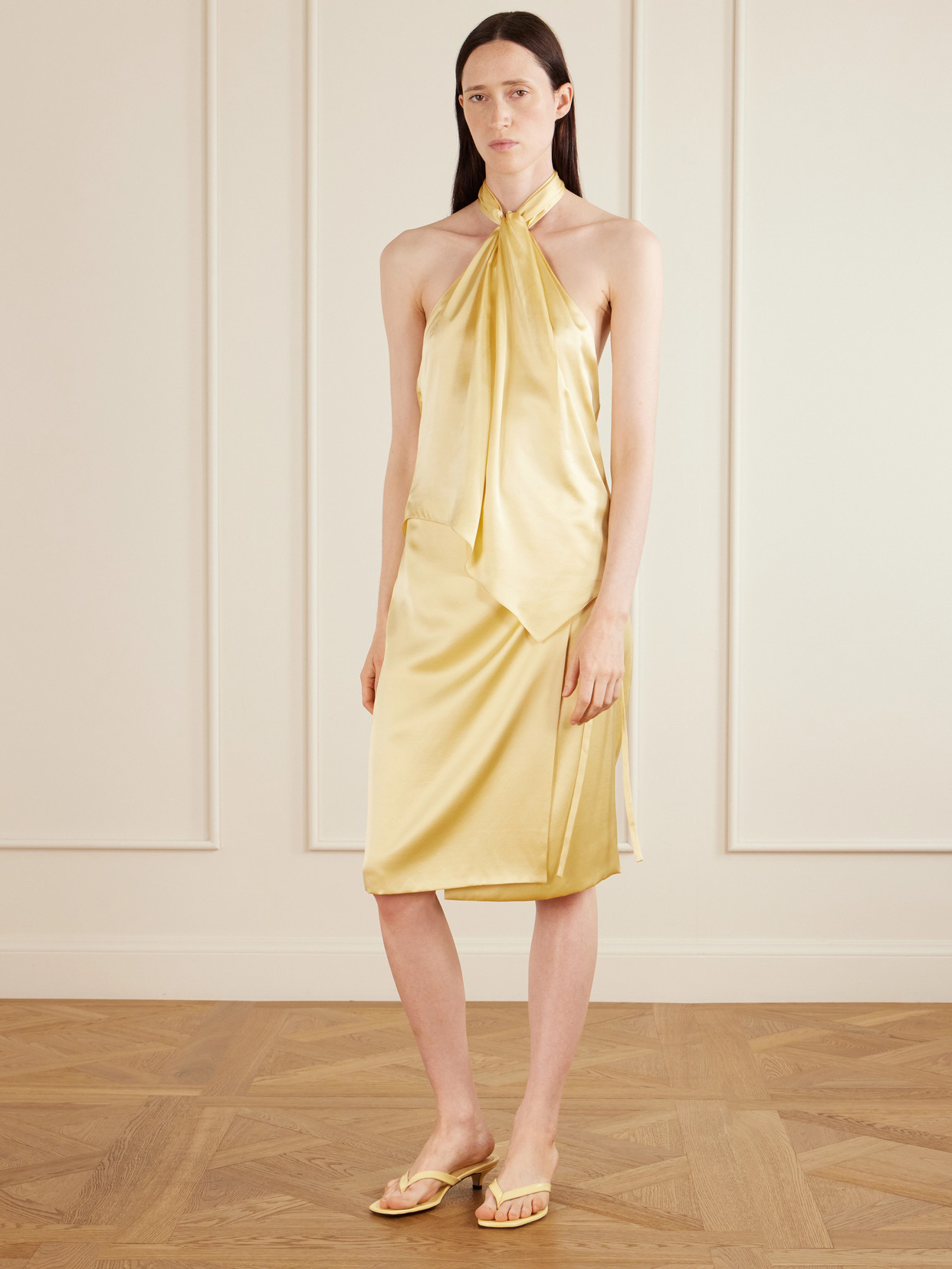 Safira Silk-Satin Halterneck Top