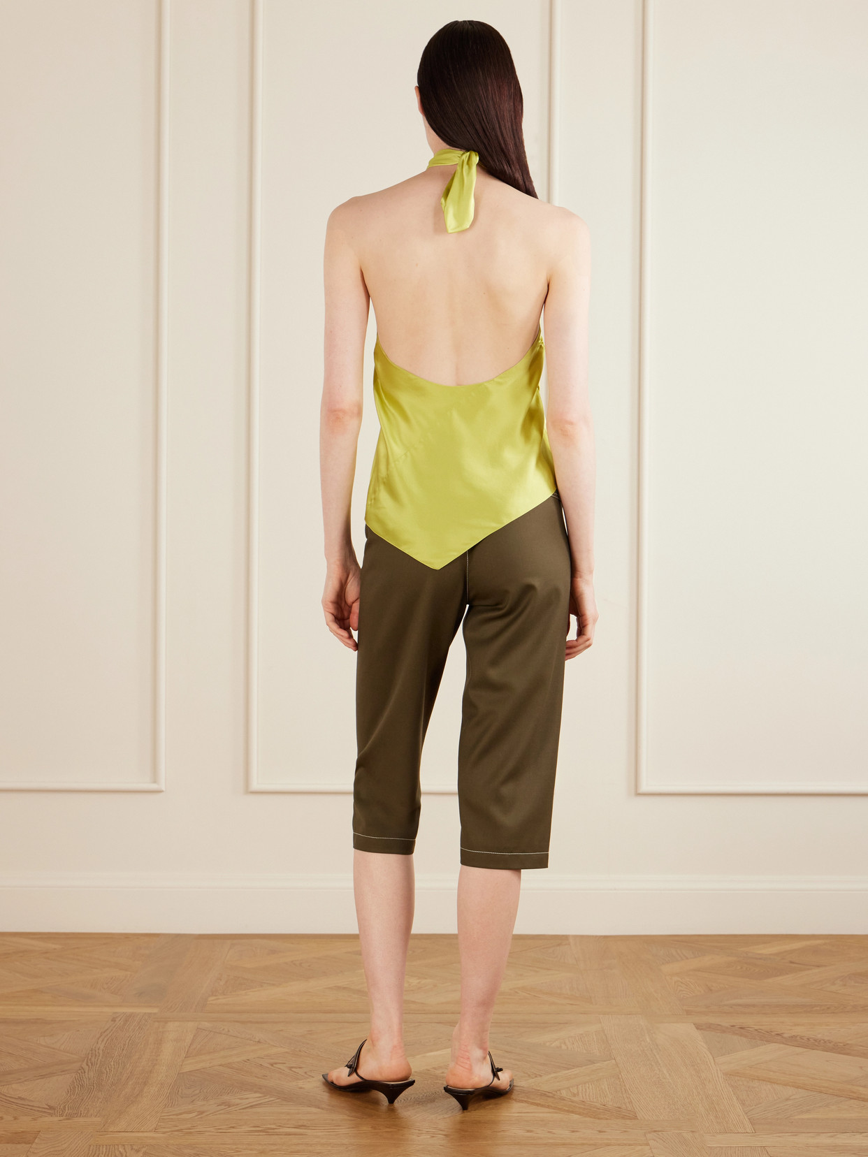 Safira Silk-Satin Halterneck Top