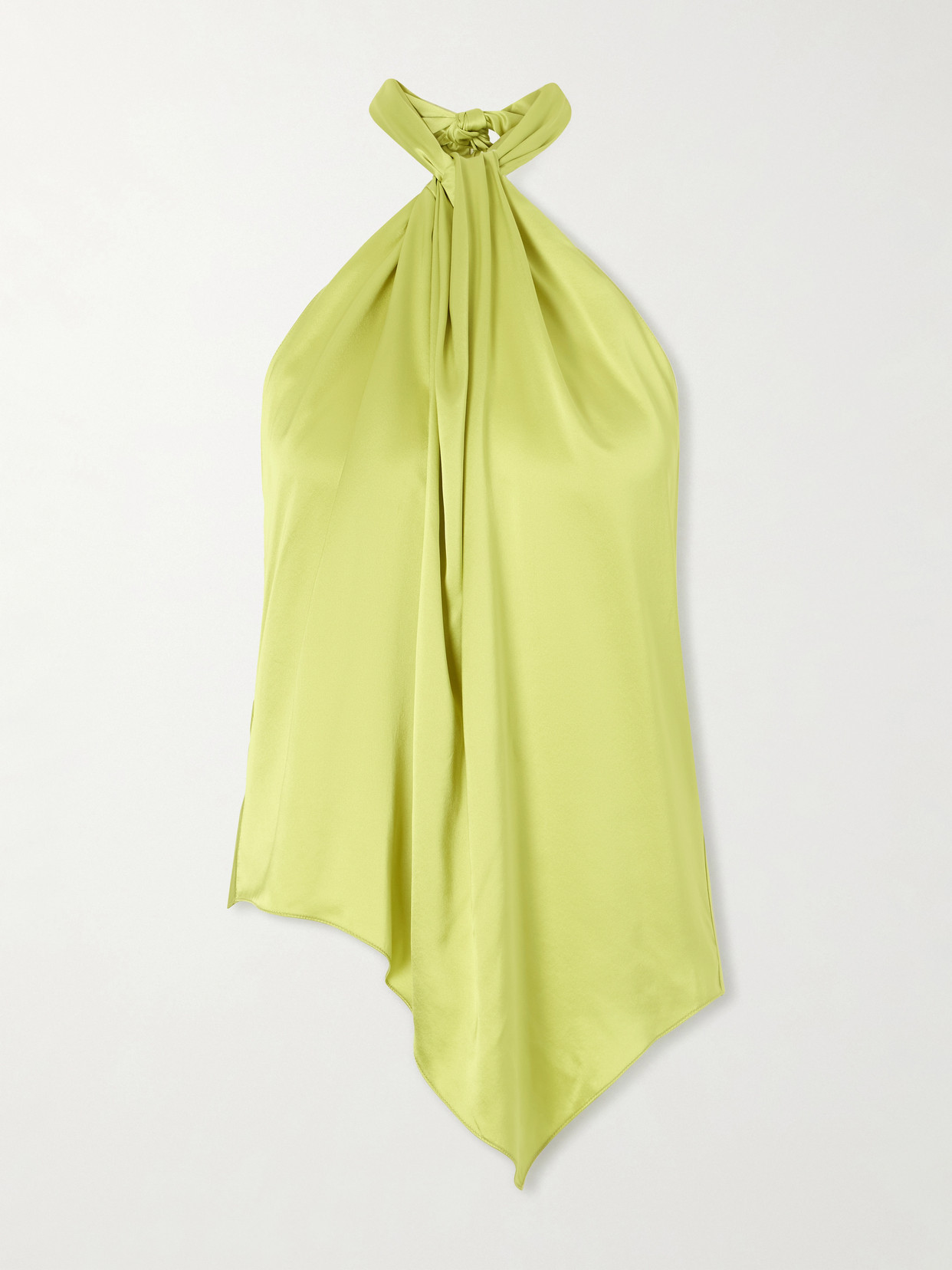 Aflalo Safira Silk-satin Halterneck Top In Green