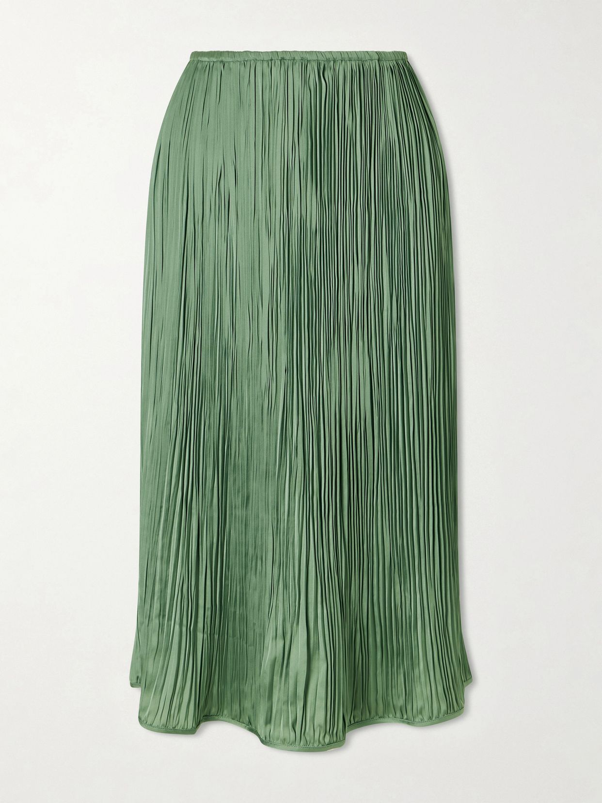avelline plisse satin midi skirt
