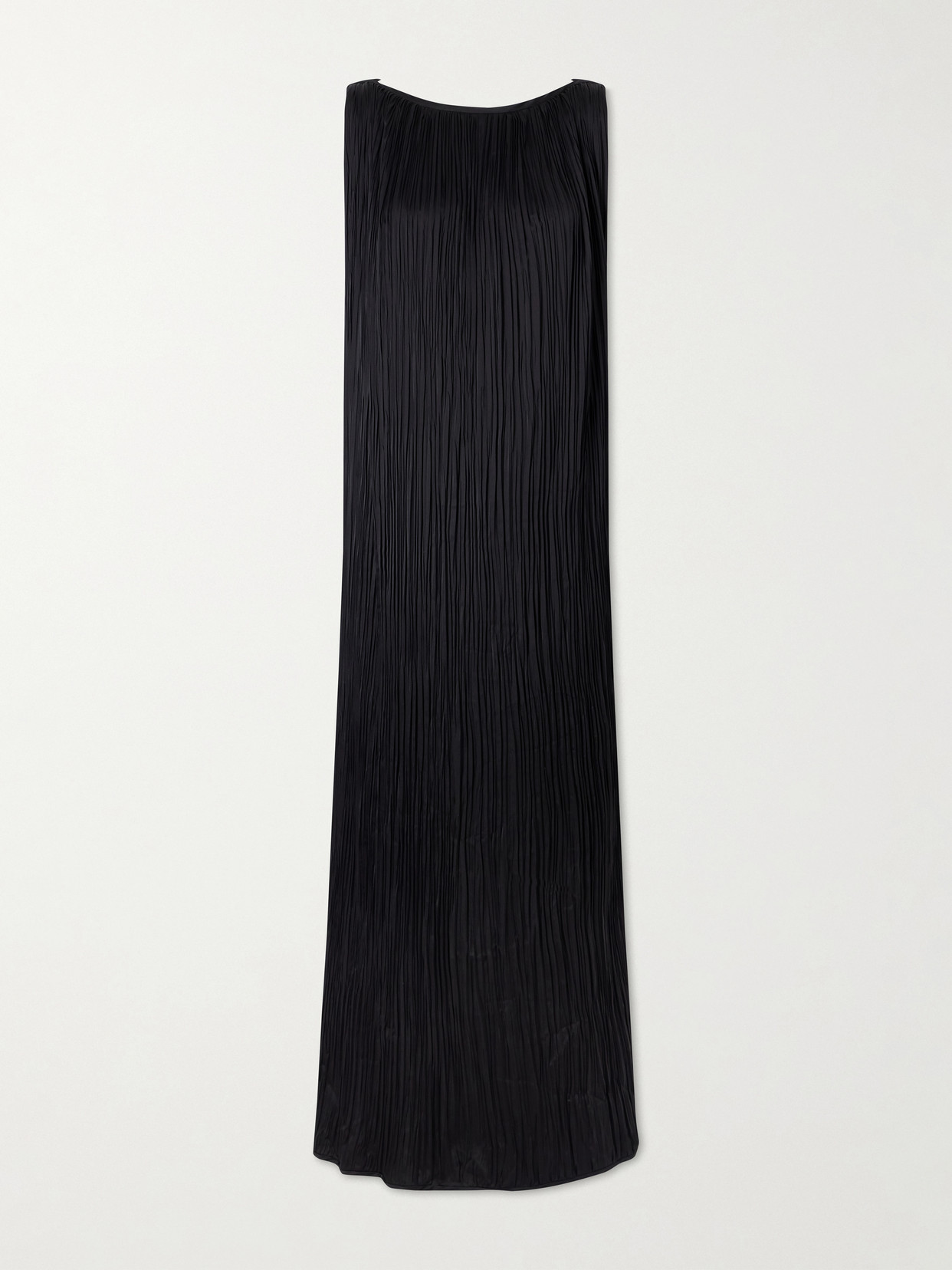 Aflalo Celestia Plissé-satin Maxi Dress In Black