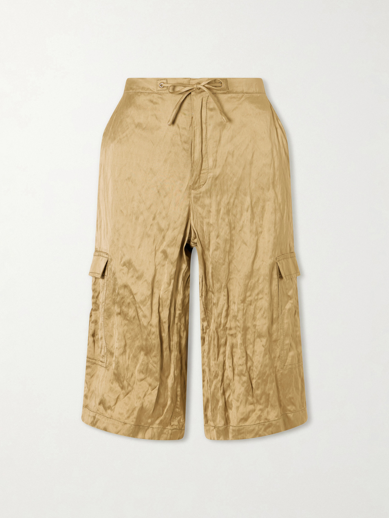 Aflalo Bromer Crinkled-satin Straight-leg Shorts In Neutrals