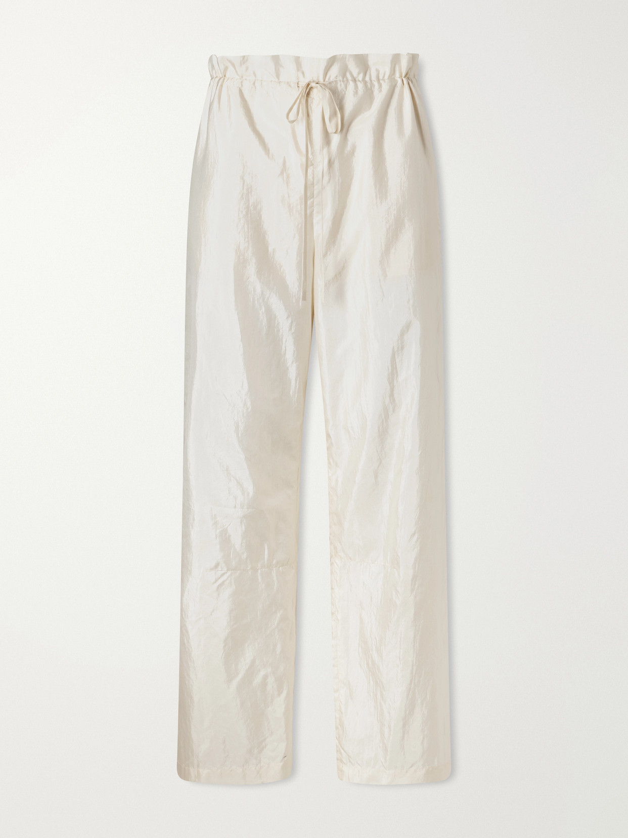 Aflalo Morocco Cotton And Silk-blend Habotai Wide-leg Pants In Neutrals