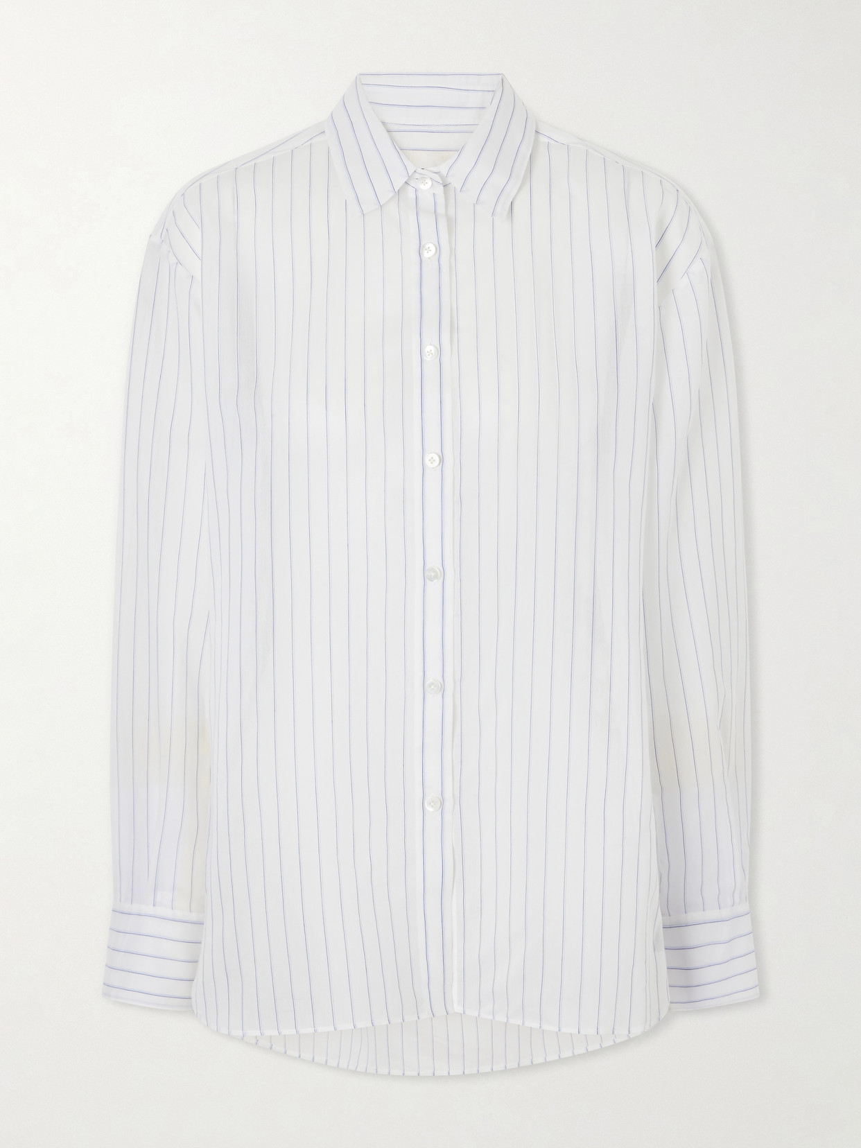 Aflalo Brein Striped Cotton And Silk-blend Voile Shirt In Blue