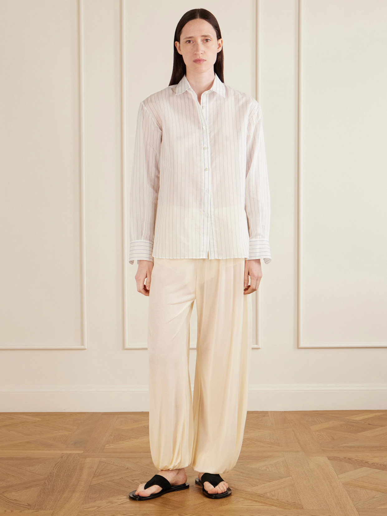 Brein Striped Cotton And Silk-Blend Voile Shirt