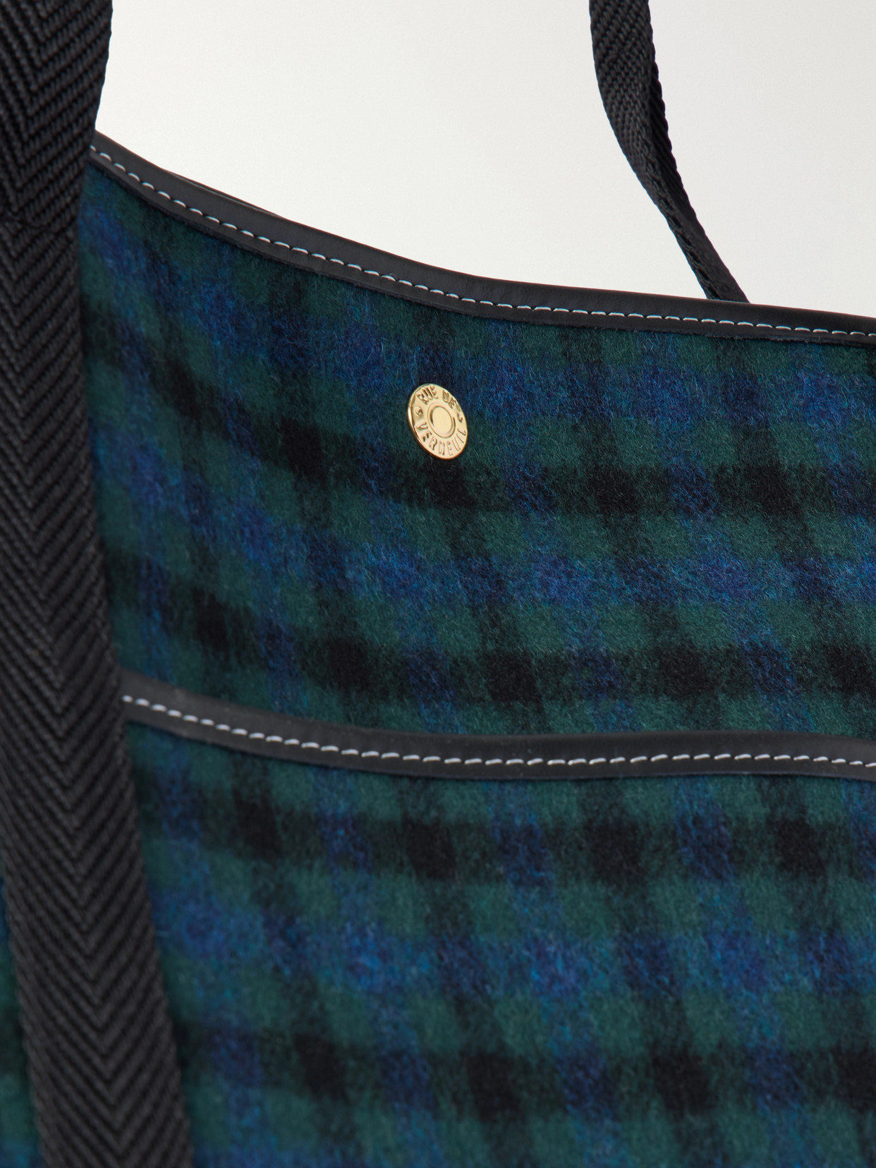 Traversée Large Leather-Trimmed Checked Canvas Tote