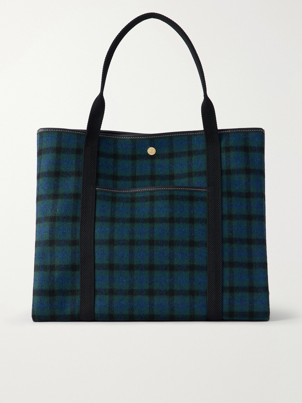Traversée Large Leather-Trimmed Checked Canvas Tote