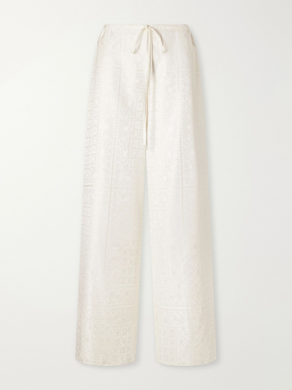 silk jacquard wide leg pants