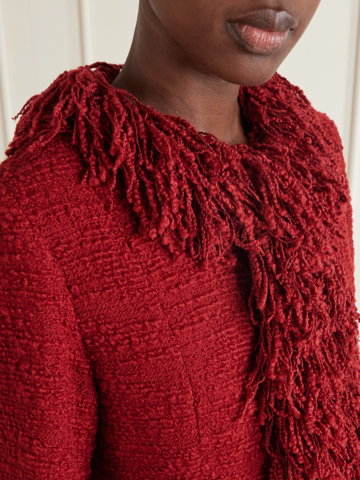 Fringed Wool-Blend Tweed Jacket