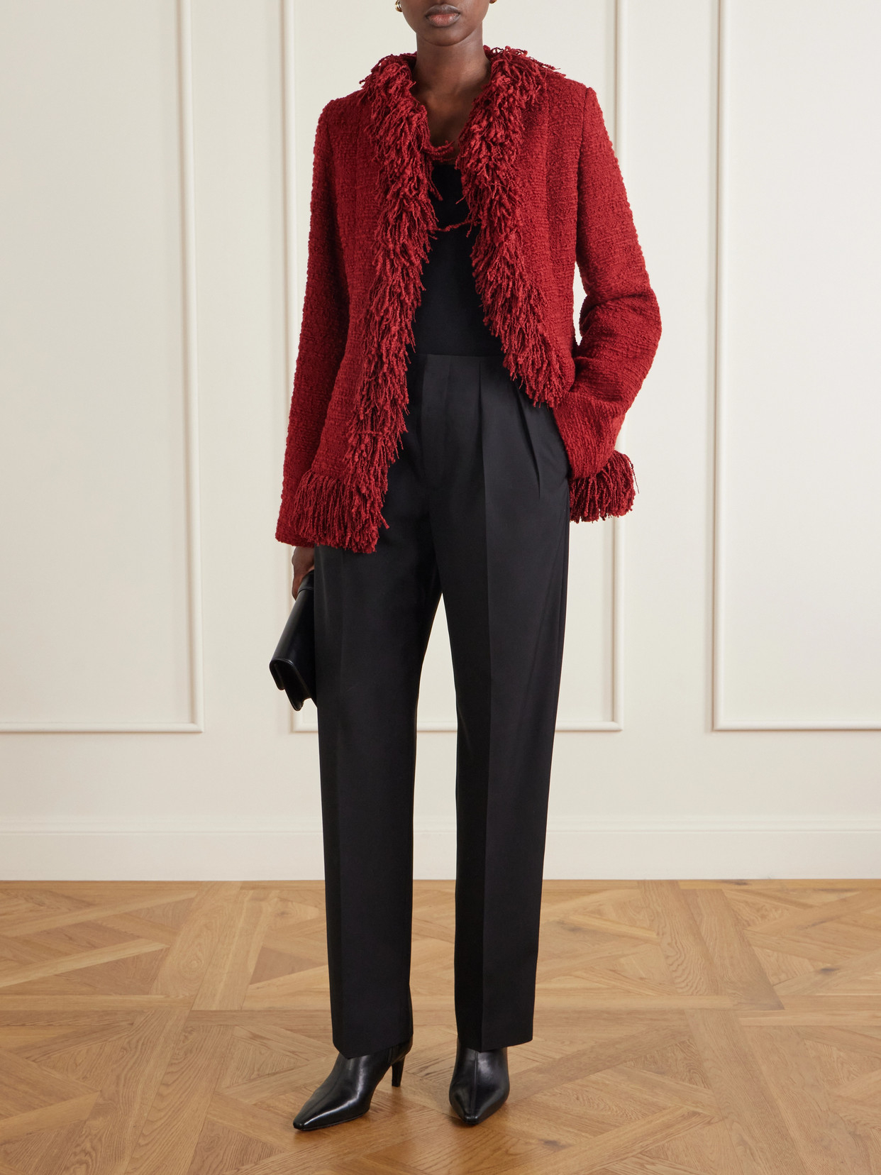 Fringed Wool-Blend Tweed Jacket