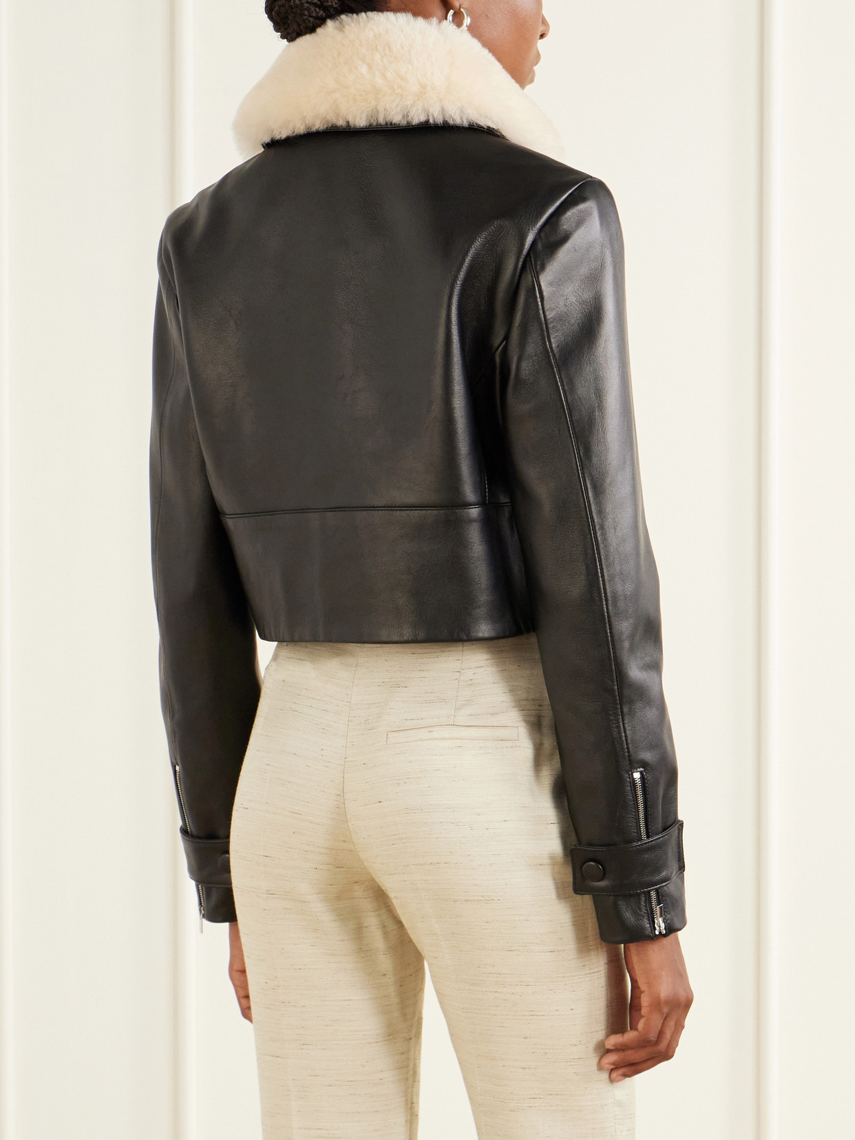 Raja Cropped Shearling-Trimmed Jacket