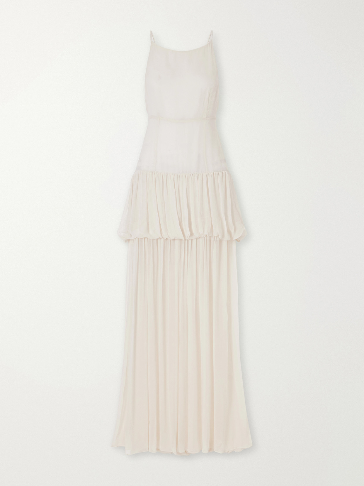 Liberowe Nina Tiered Silk-chiffon Maxi Dress In Neutral