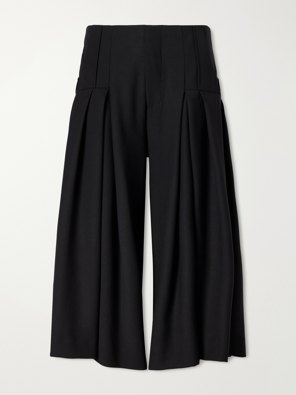 Liberowe Pleated Wool-fresco Culotte Shorts In Black