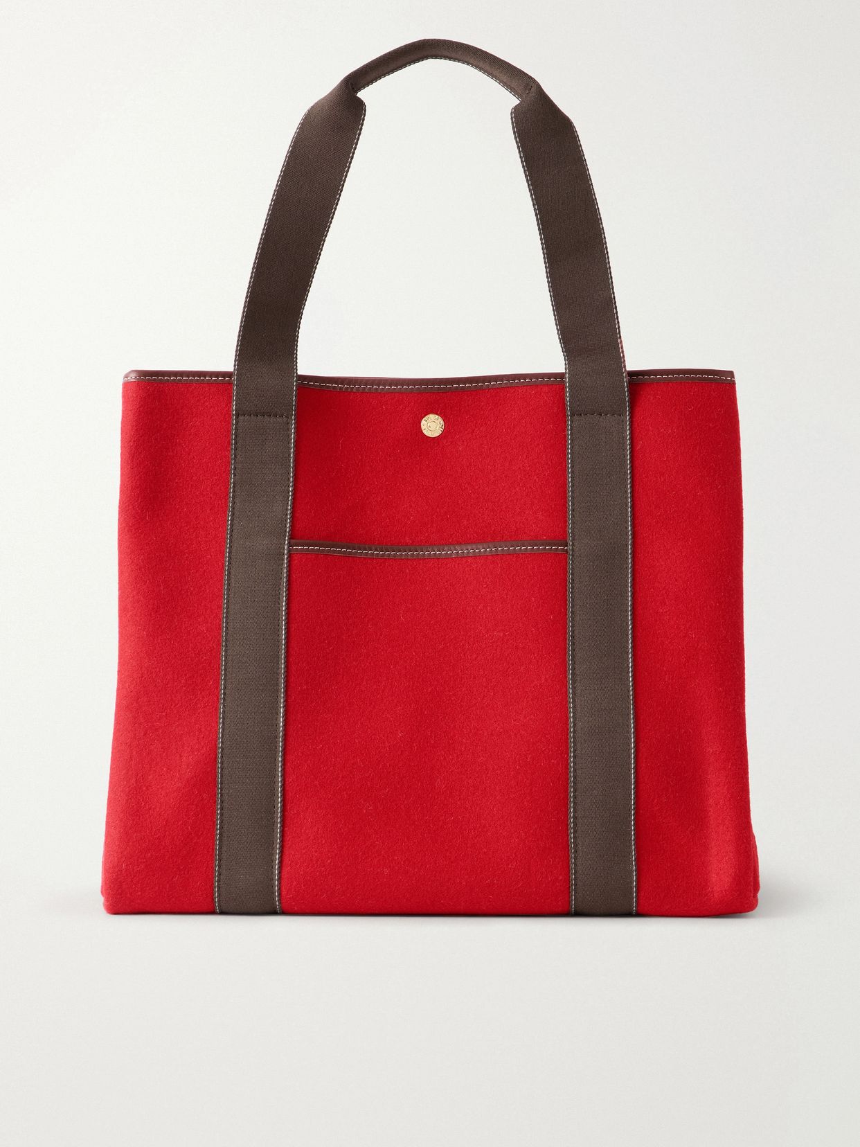 Traversée large leather-trimmed flannel tote