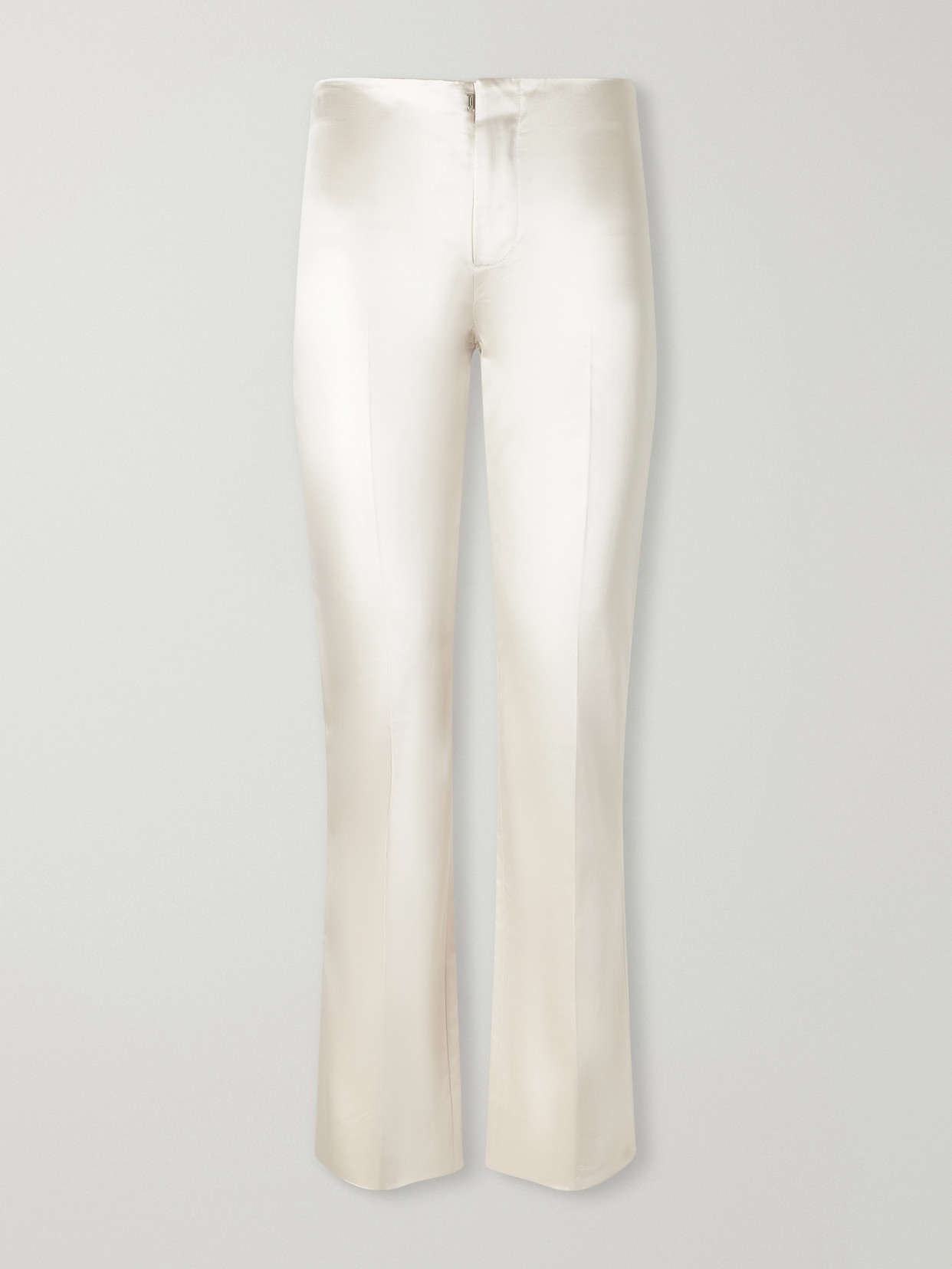 Liberowe Lilian Cropped Cotton-blend Satin-duchesse High-waist Straight-leg Pants In White