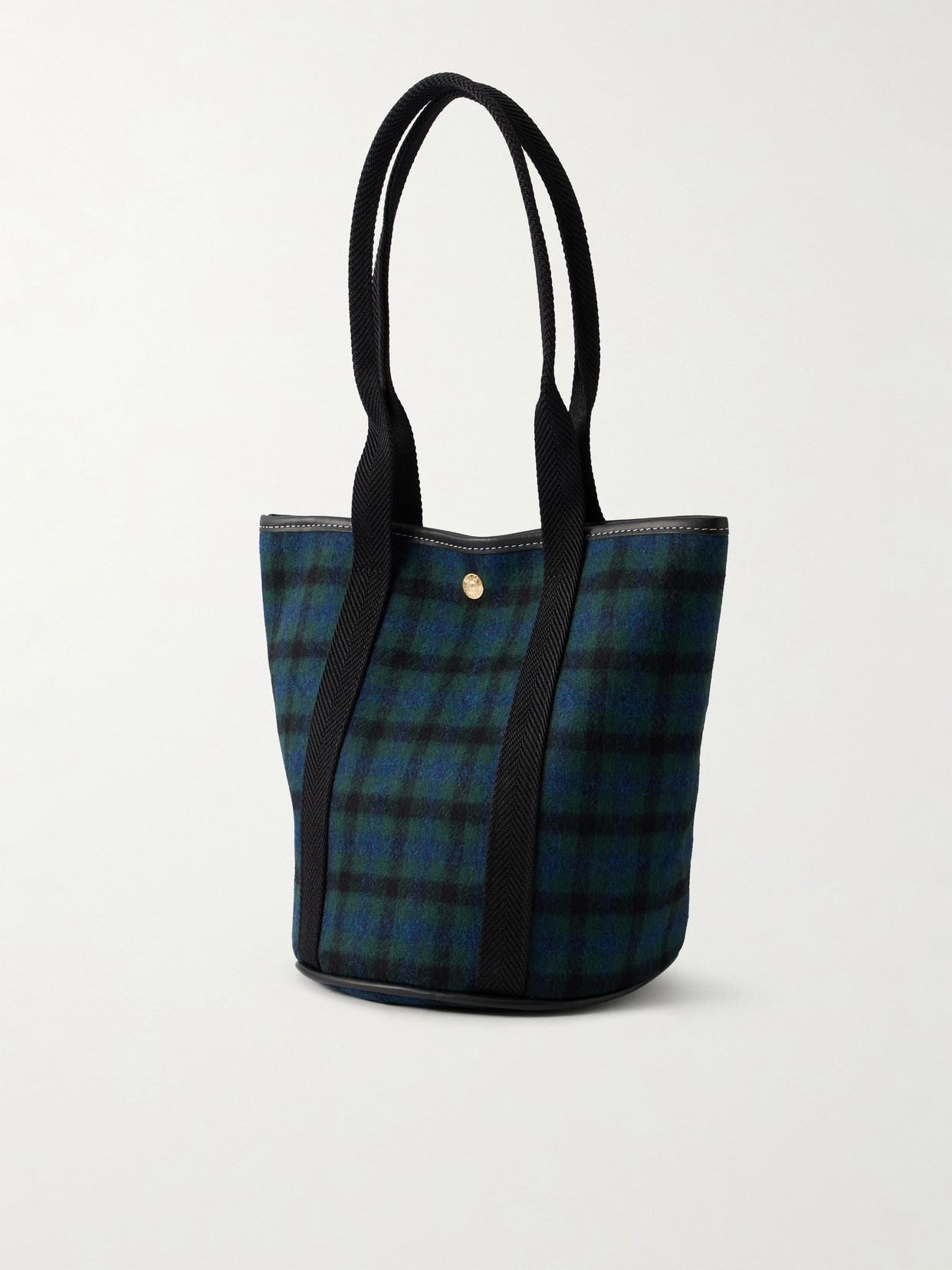 Bucket Leather And Webbing-Trimmed Canvas Tote