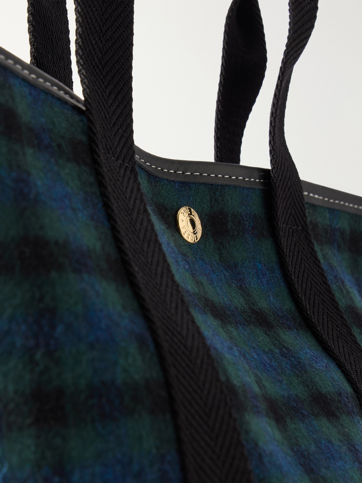Bucket Leather And Webbing-Trimmed Canvas Tote