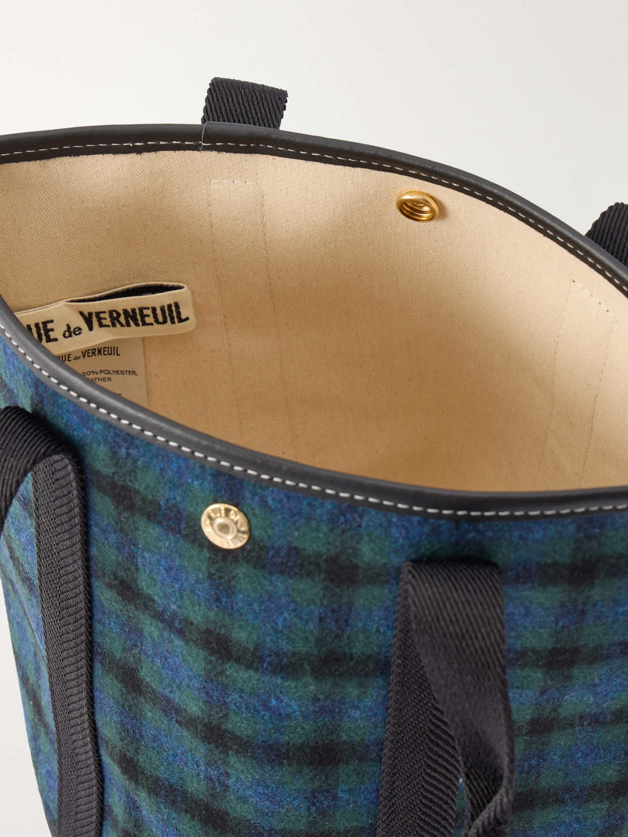 Bucket Leather And Webbing-Trimmed Canvas Tote
