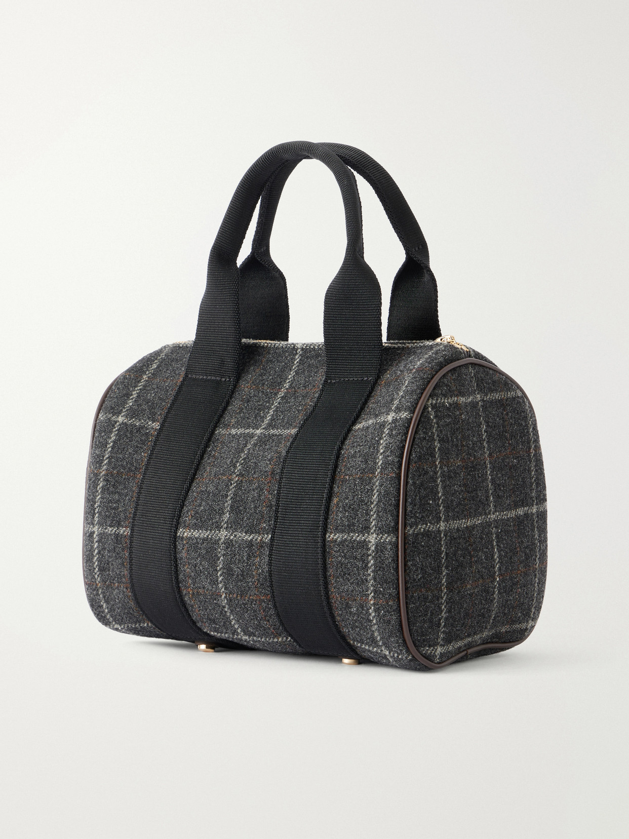 Périple Checked Webbing And Leather-Trimmed Wool-Tweed Tote