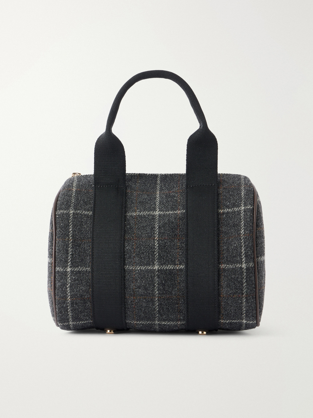Périple Checked Webbing And Leather-Trimmed Wool-Tweed Tote