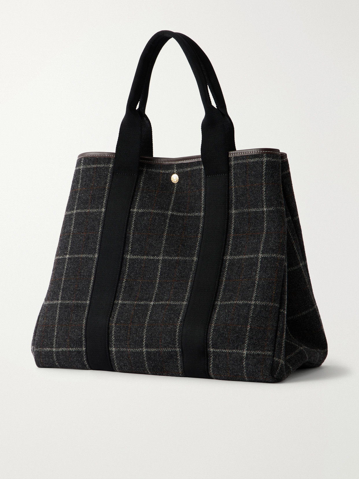 Traversée Leather-Trimmed Checked Tweed Tote
