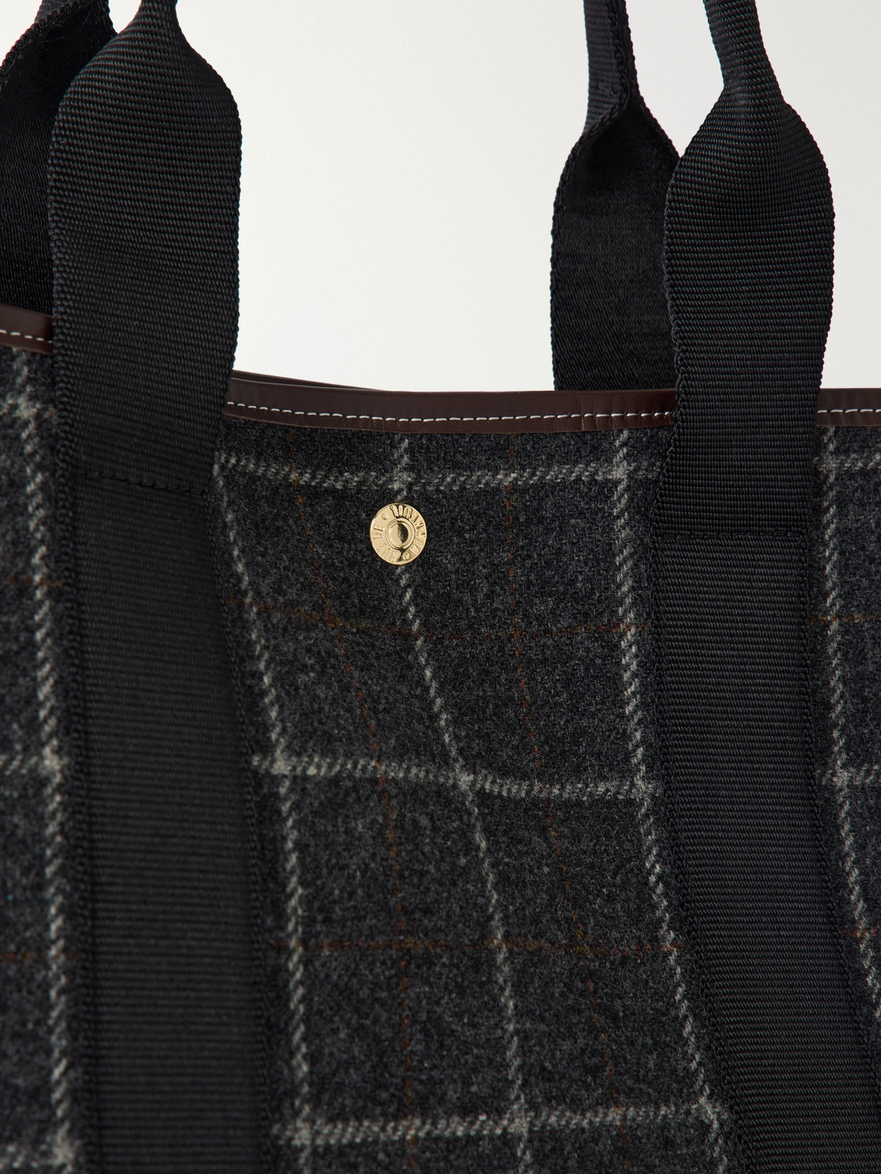 Traversée Leather-Trimmed Checked Tweed Tote