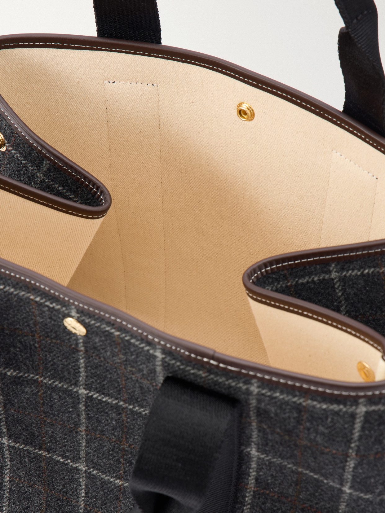 Traversée Leather-Trimmed Checked Tweed Tote