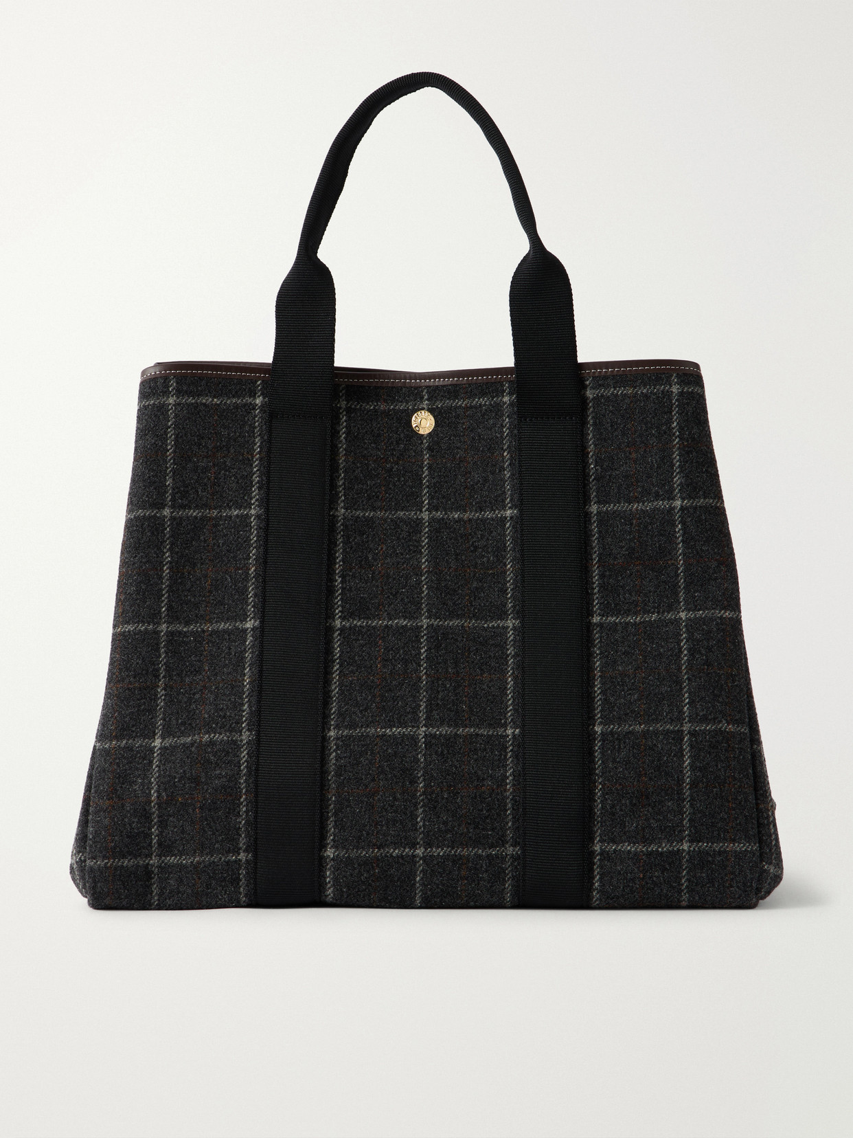 Traversée Leather-Trimmed Checked Tweed Tote