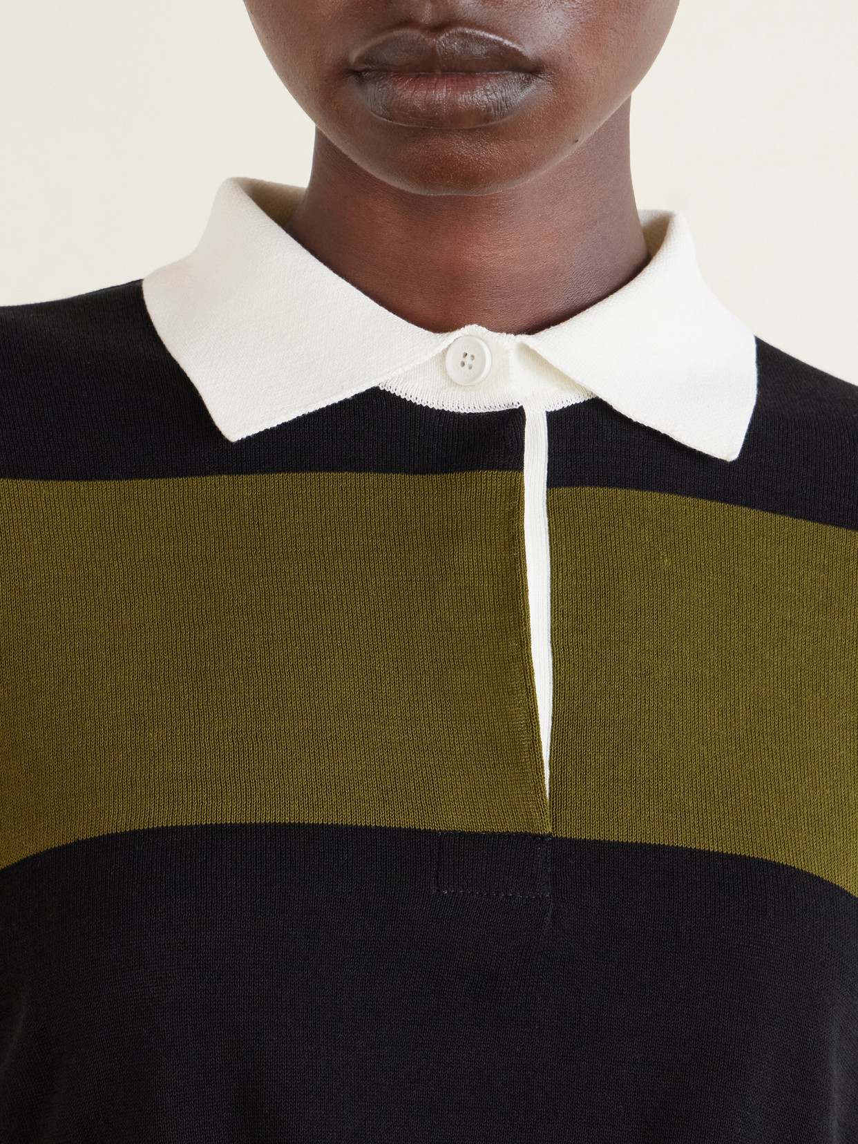 Corinna Striped Cotton-Knit Polo