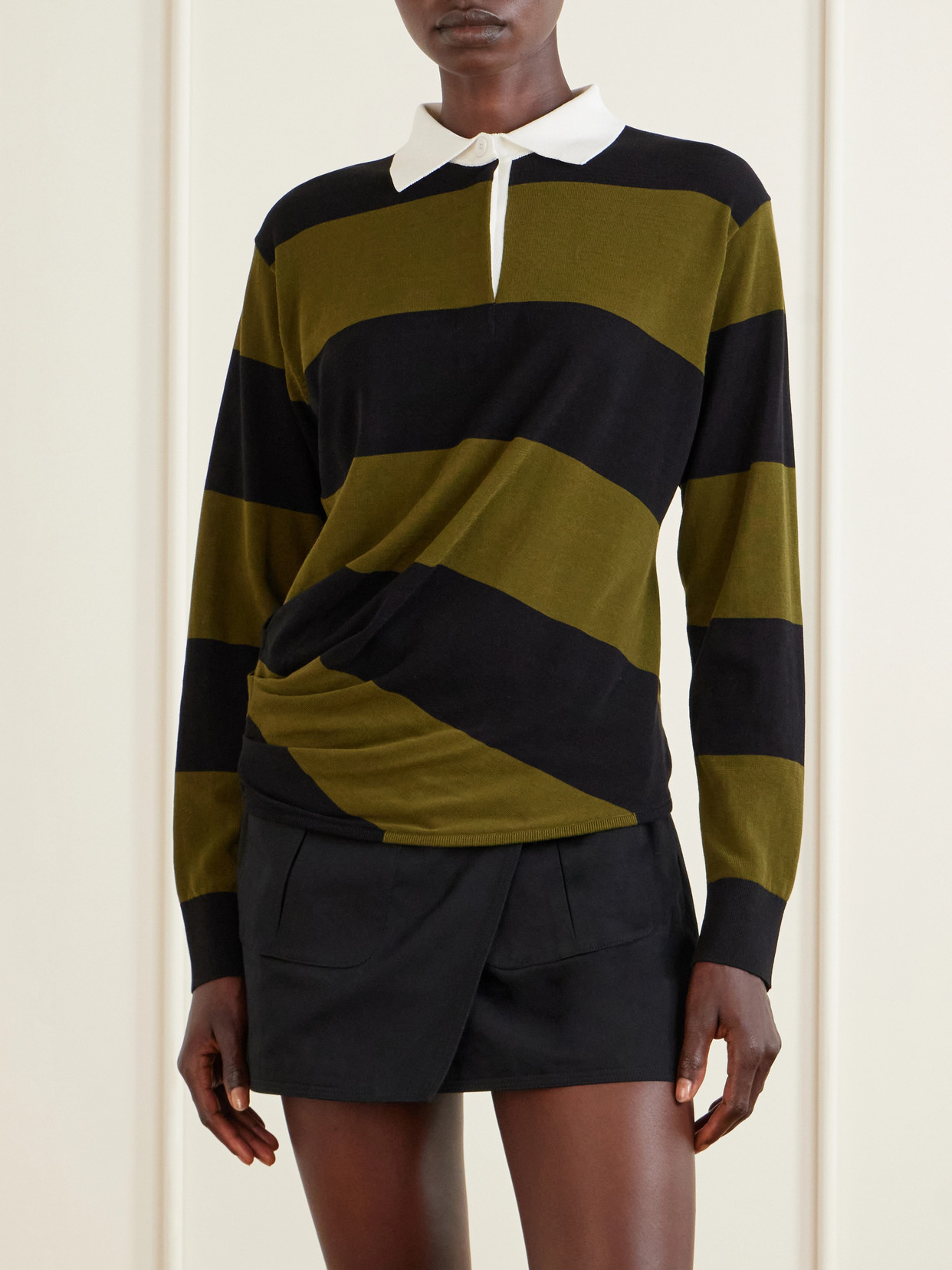 Corinna Striped Cotton-Knit Polo
