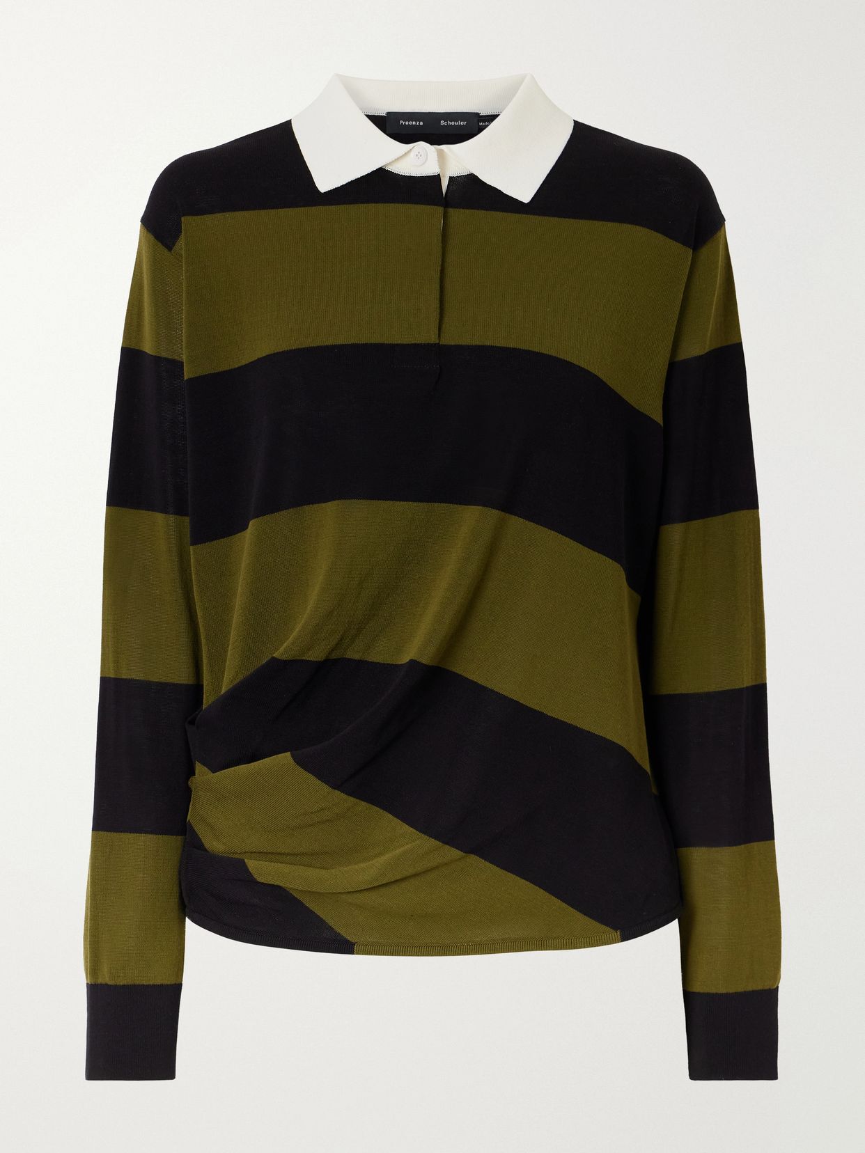 corinna striped cotton knit polo shirt