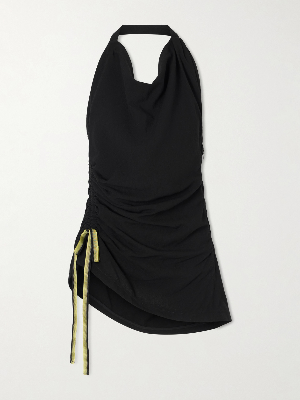 Proenza Schouler Melia Ruched Crepe Halterneck Top In Black