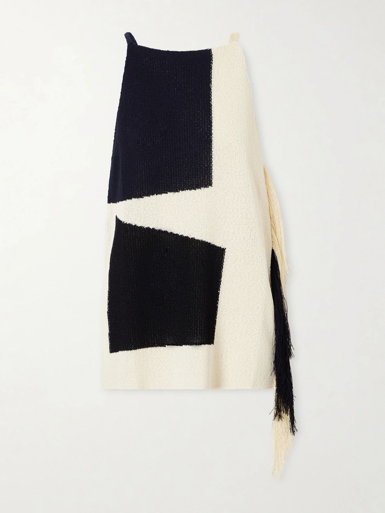 Saskia Fringed Intarsia-Knit Blouse