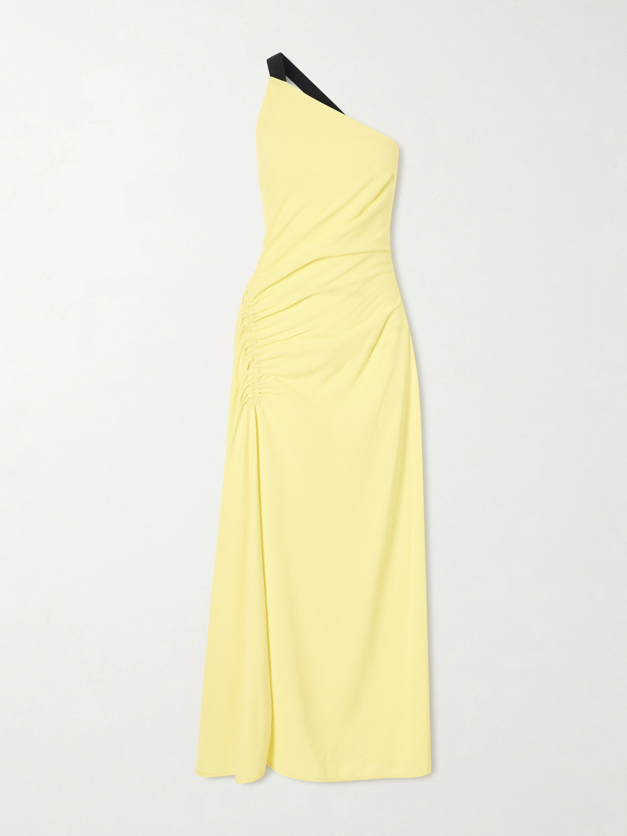 Proenza Schouler Sirena One-shoulder Gathered Crepe Maxi Dress In Yellow