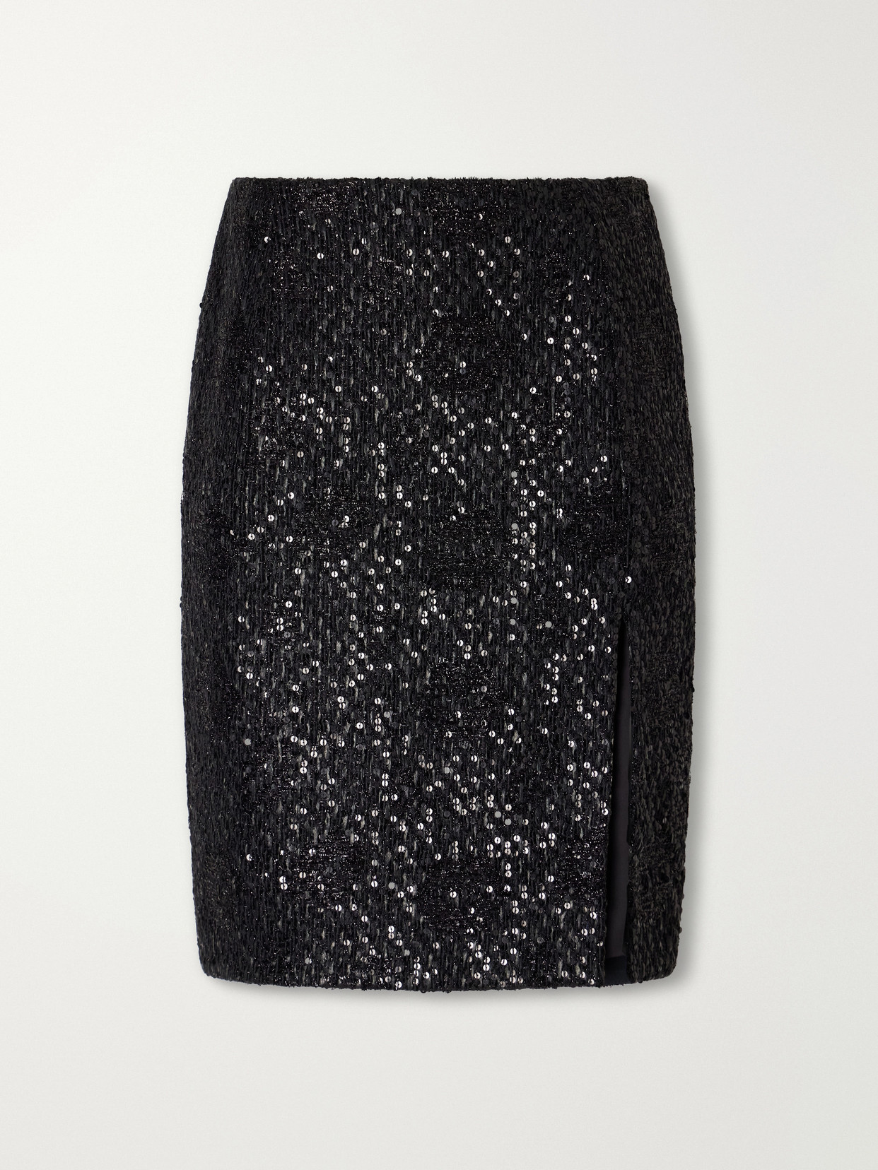 Balmain Sequined Tweed Mini Skirt In Black