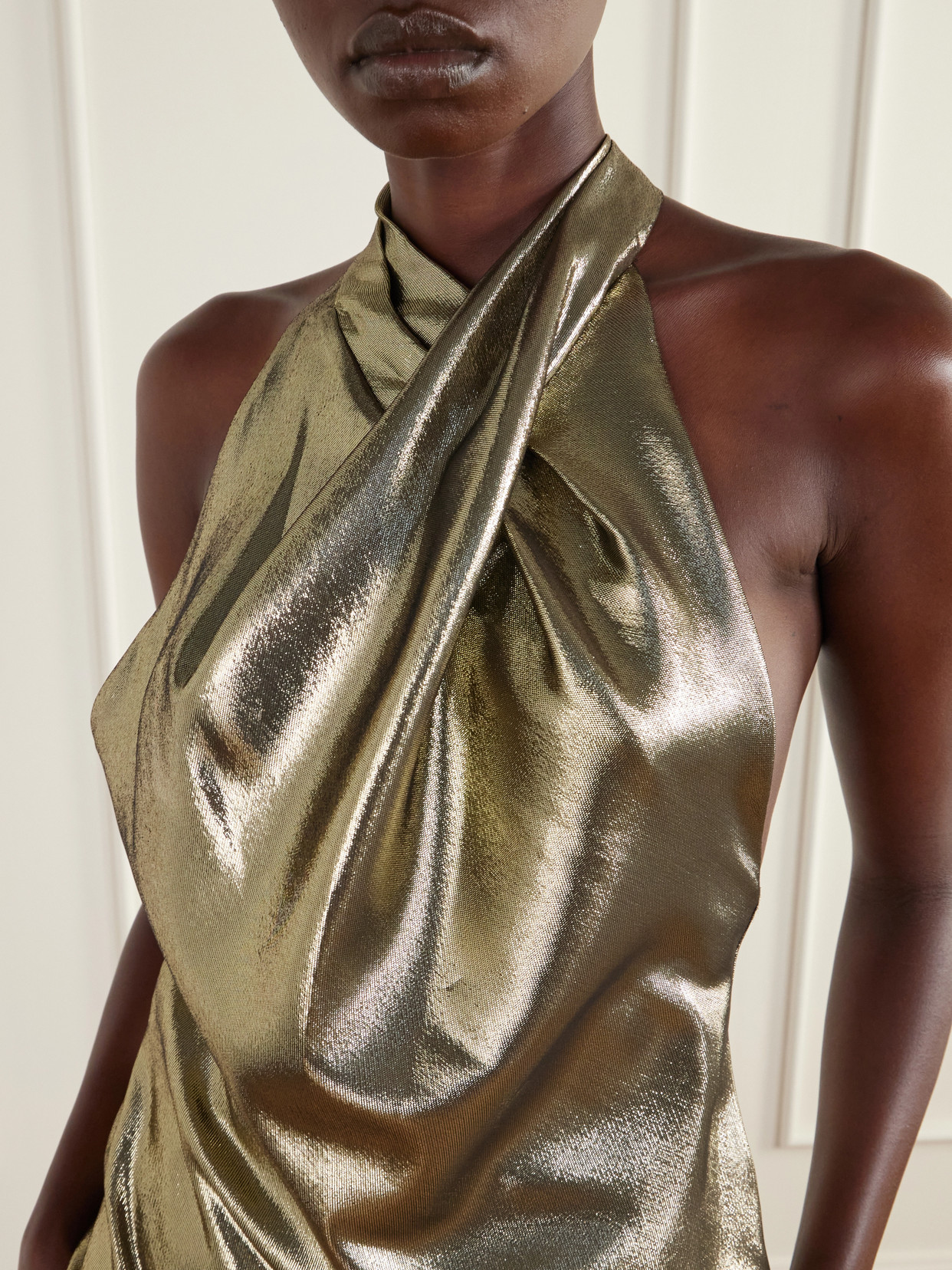 Silk-Blend Lurex Halterneck Top