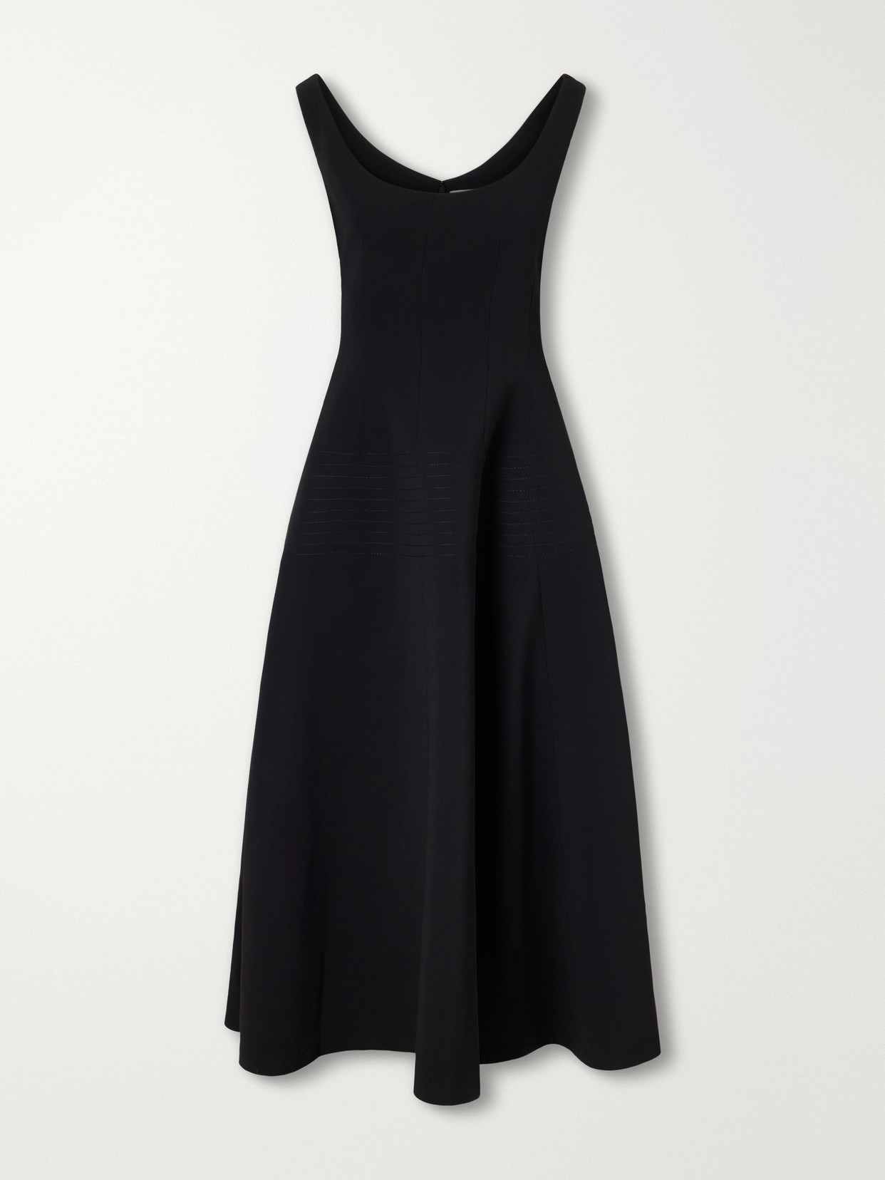 Fforme Alodia Paneled Crepe Midi Dress In Black