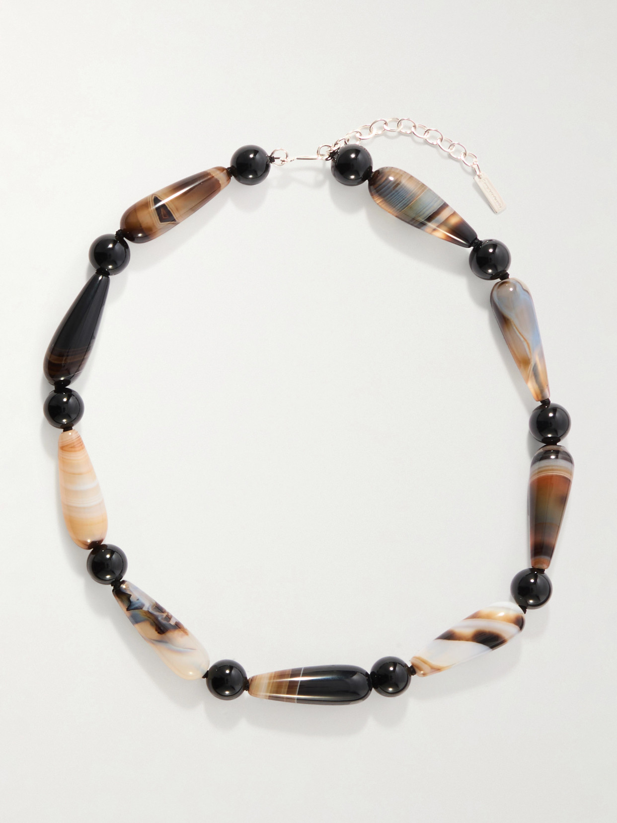 Completedworks The Depths Of Time Beaded Silver-plated Agate Necklace In Black