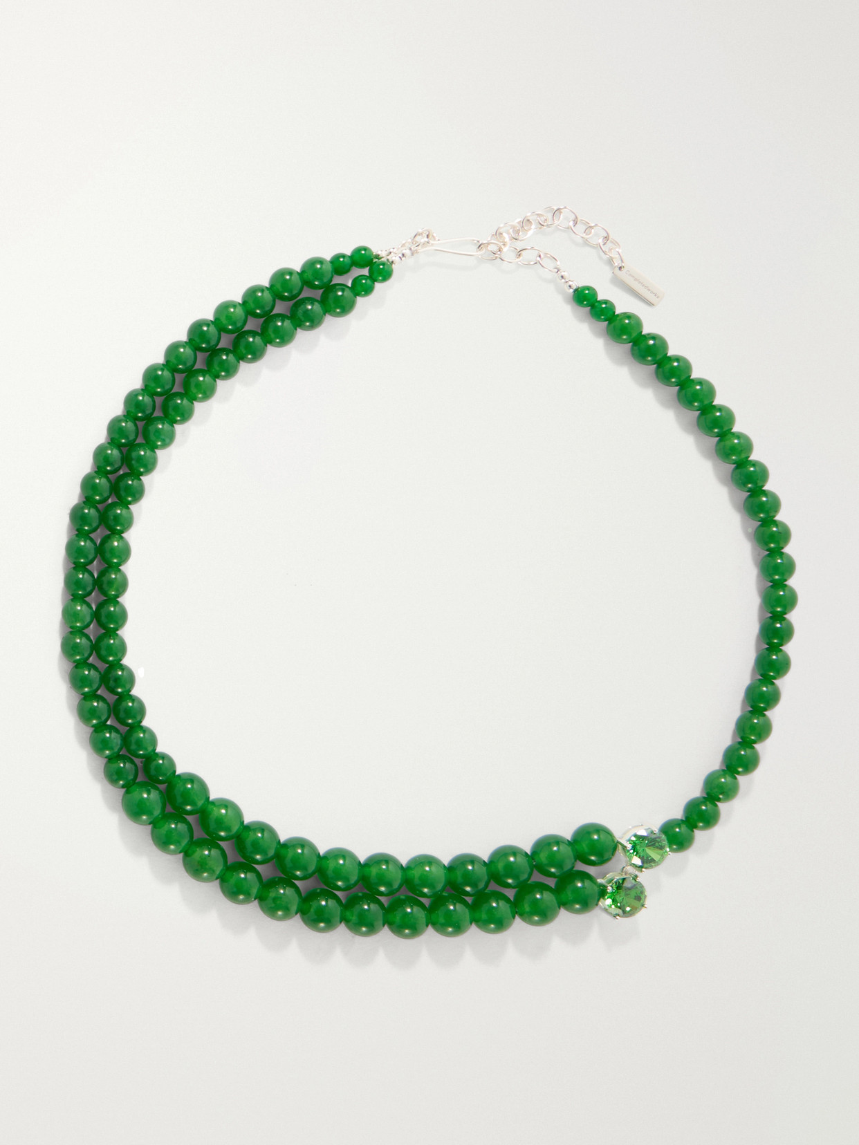 Completedworks The Light Of The Past Beaded Silver-plated Zirconia Necklace In Green