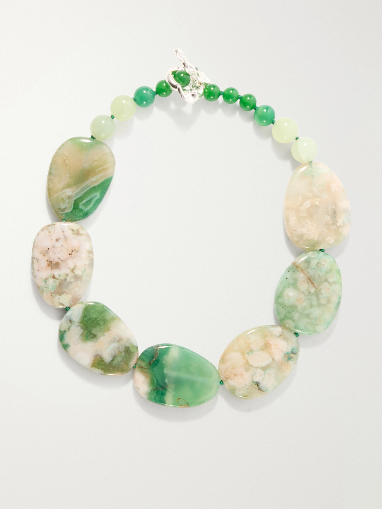 Completedworks Time Will Say Nothing But "i Told You So" Beaded Silver-plated, Calcite And Agate Necklace In Green