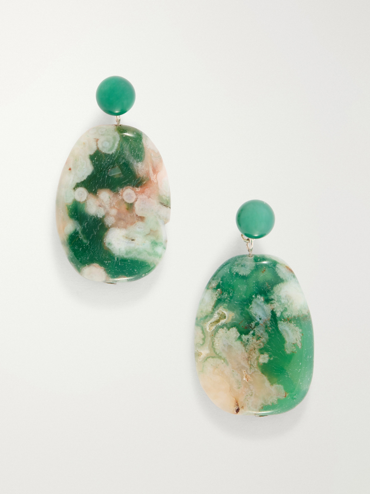 Completedworks Time Will Say Nothing But "i Told You So" Silver-plated Agate Earrings In Green