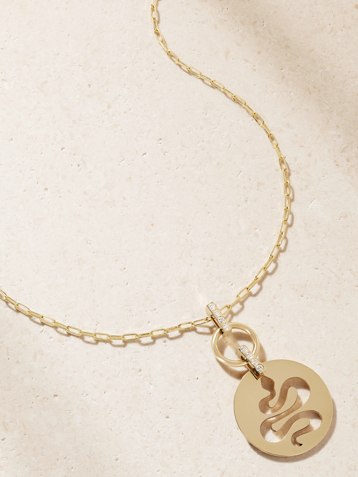 Diane Kordas Snake Nomad 14-karat Gold Diamond Pendant Necklace