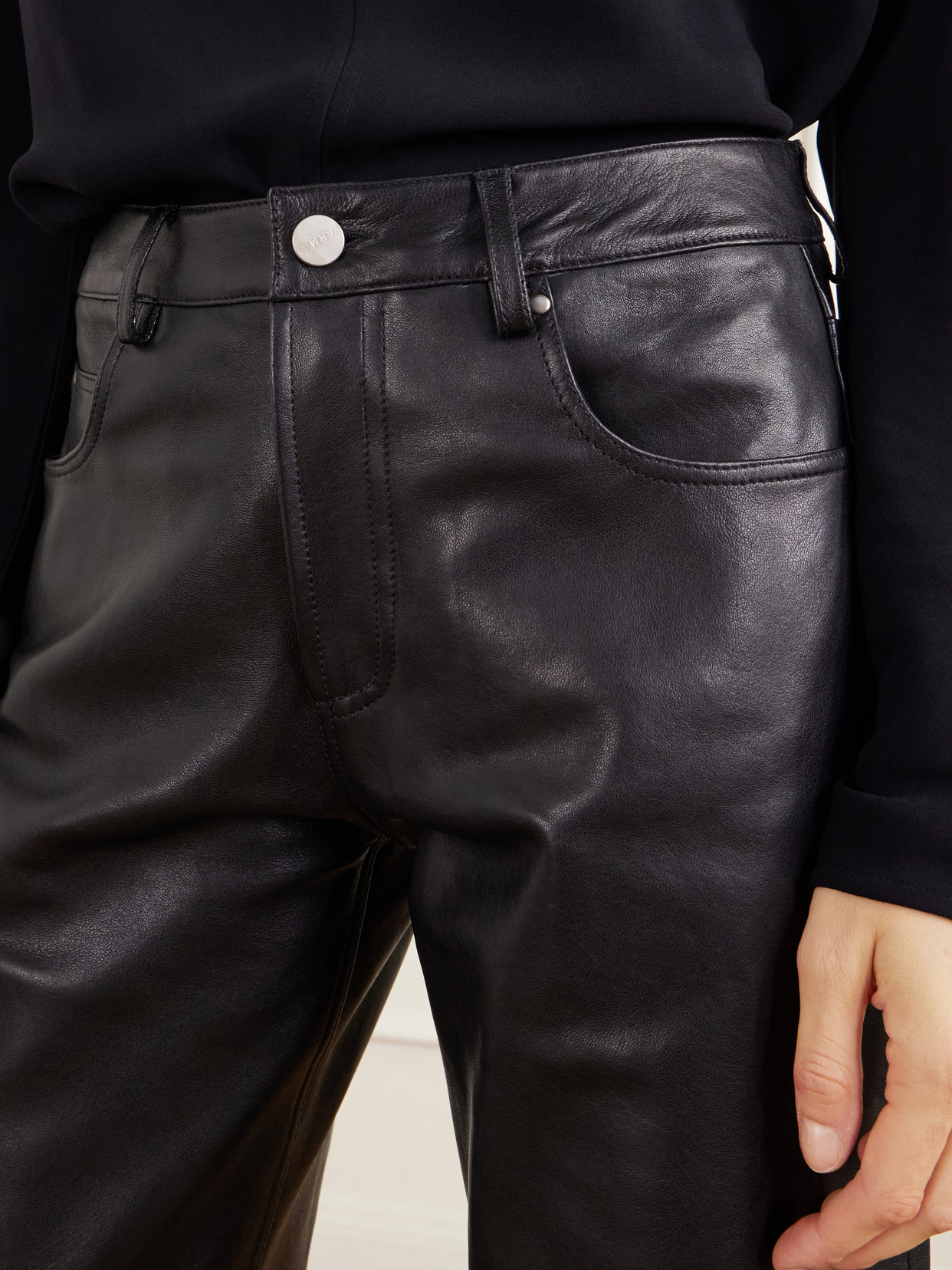 Jean Paneled Leather Straight- Leg