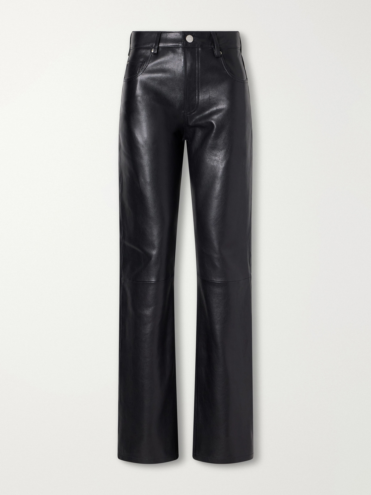 Arma Leather Straight-leg Pants In Black