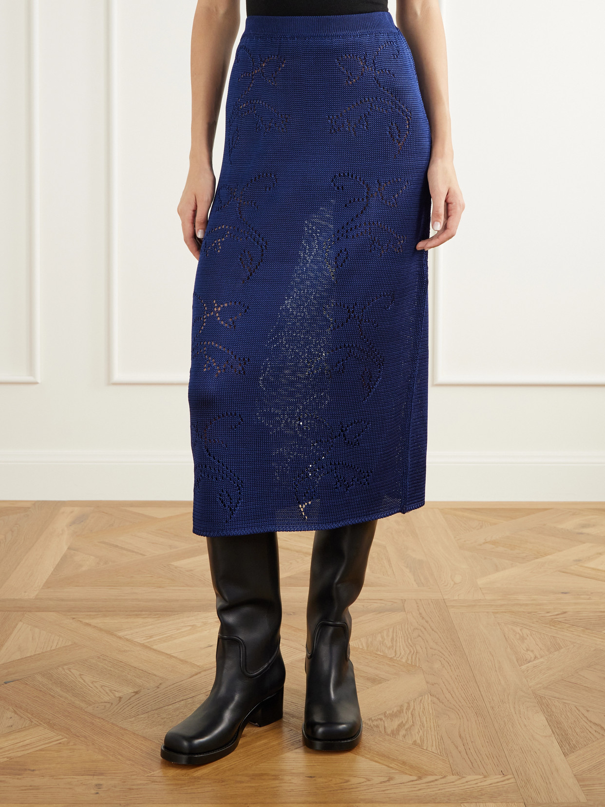 Squash Blossom Pointelle-Knit Midi