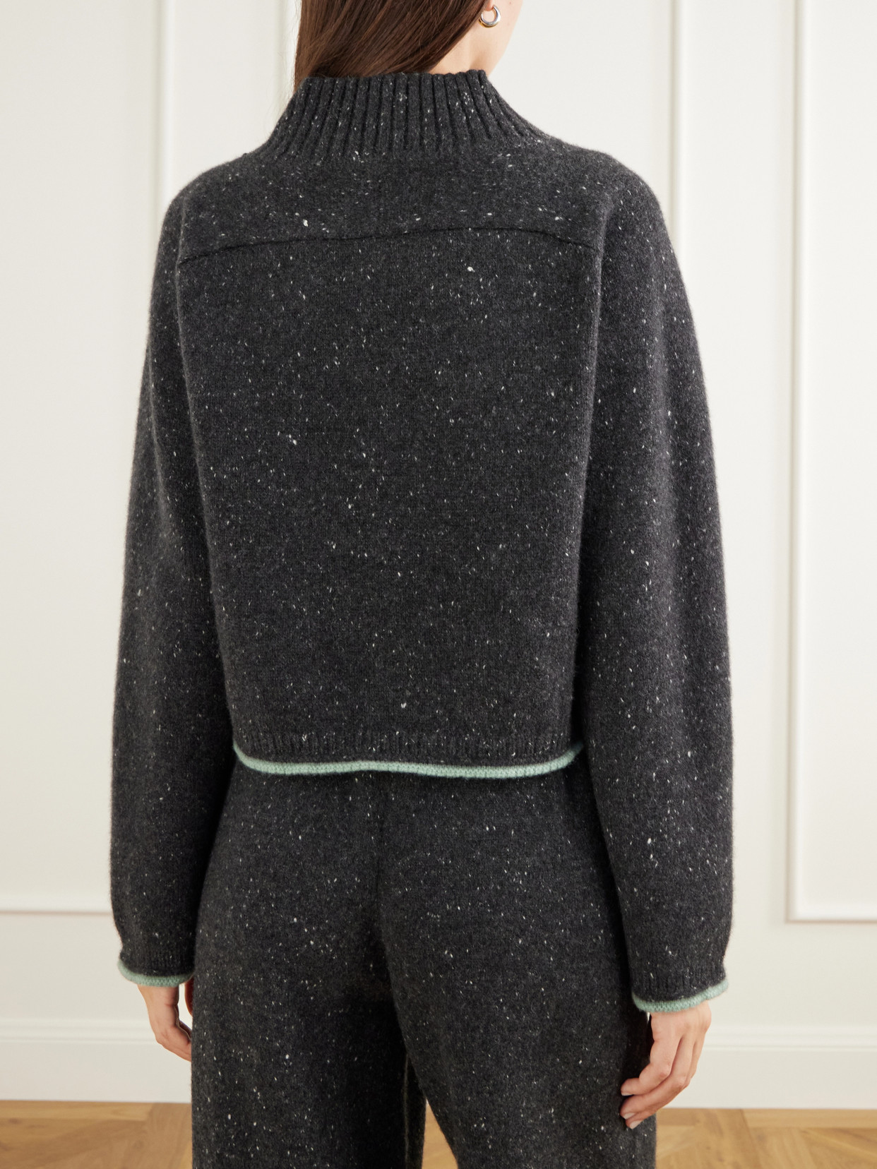 Cropped Donegal Cashmere Turtleneck Sweater