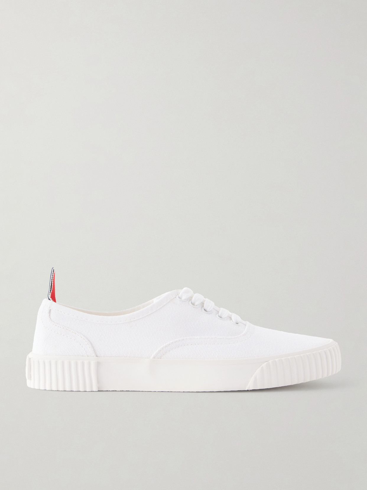 Thom Browne Heritage Grosgrain-trimmed Cotton-canvas Sneakers In White