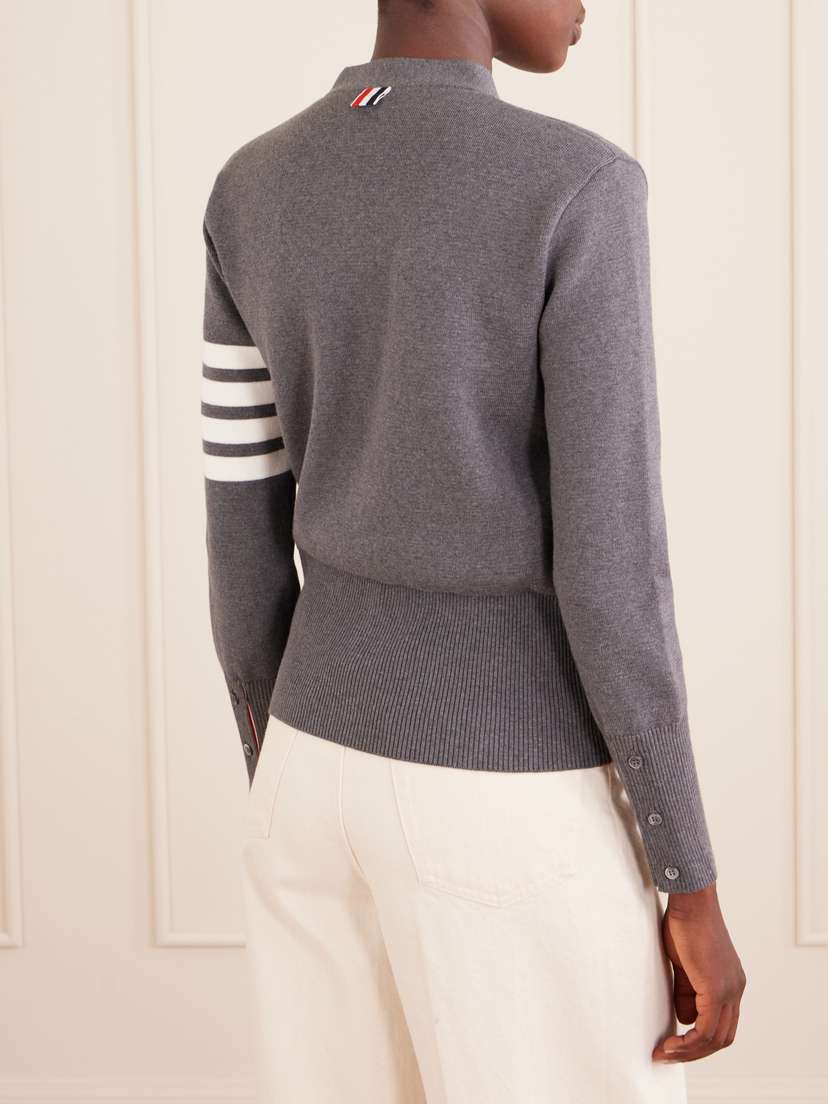 Thom Browne Grosgrain-trimmed Striped Cotton Cardigan | Thumbnail 4