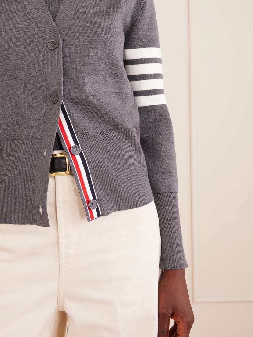Thom Browne Grosgrain-trimmed Striped Cotton Cardigan | Thumbnail 5