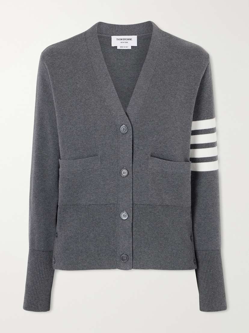 Thom Browne Grosgrain-trimmed Striped Cotton Cardigan